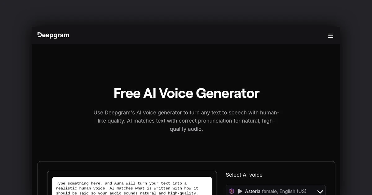 Free AI Voice Generator by Deepgram
