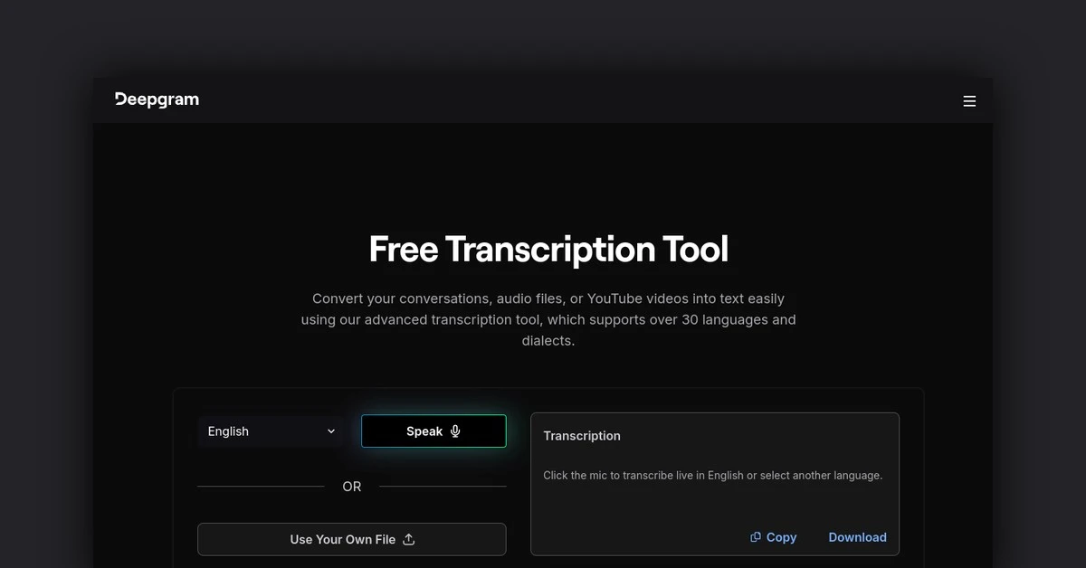 Free Transcription Tool by Deepgram